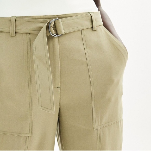 Nine West Rayon High Waist Pleated Tapered Cargo Pants in Black Size‎ Large EUC - Picture 3 of 12